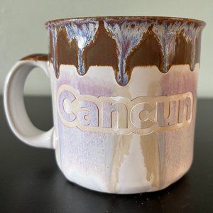 Cancun Mexico Souvenir Mug with Iridescent Drip Glaze